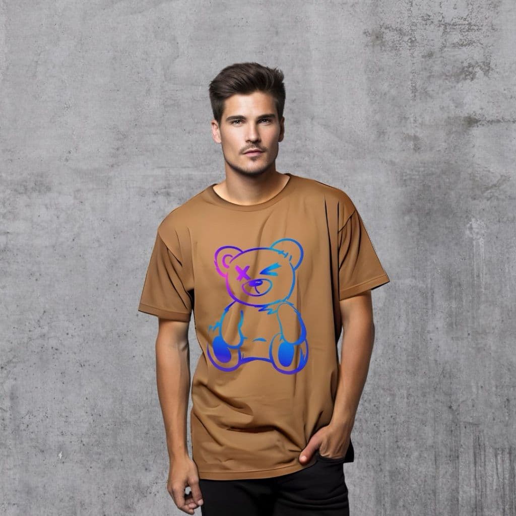 Camiseta Masculina Urso Neon 100% Algodão Promoção