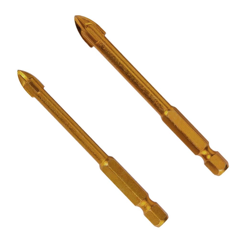 Kit 2 Broca Titânio  de 5mm e 6mm para Vidro e Cerâmica com Ponta Cruzada