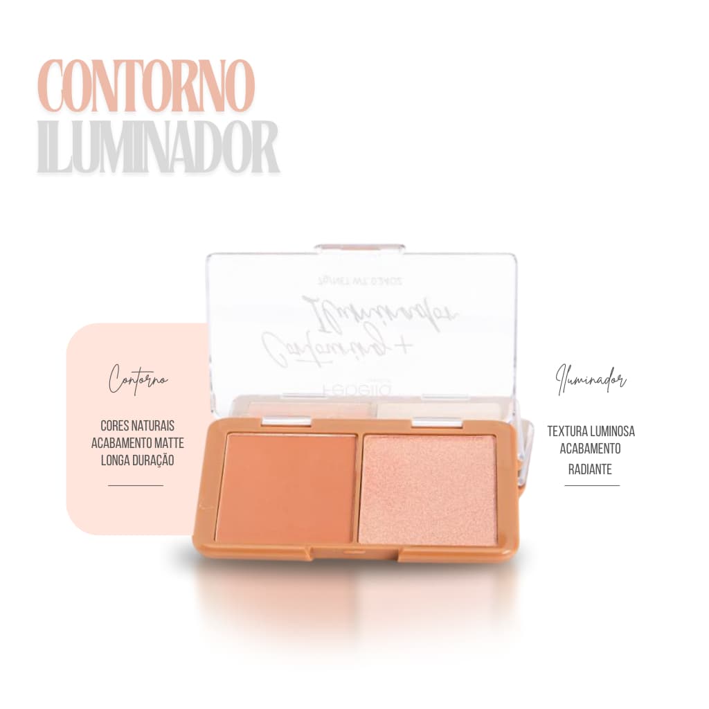 Iluminador e Contorno Febella - Melhor Preço Paleta Duo Rosto Radiante