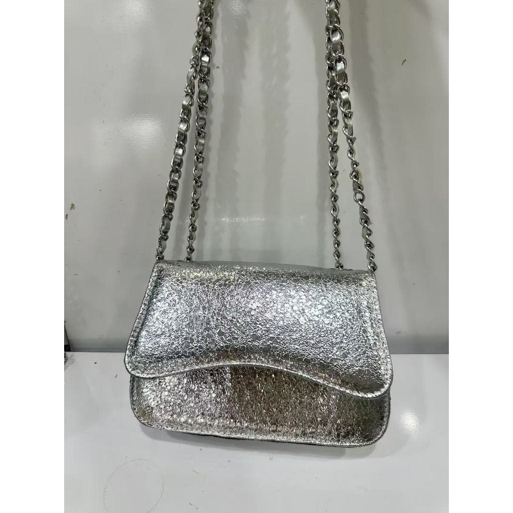 Bolsa feminina da moda com corrente de metal, pode segurar o telefone celular