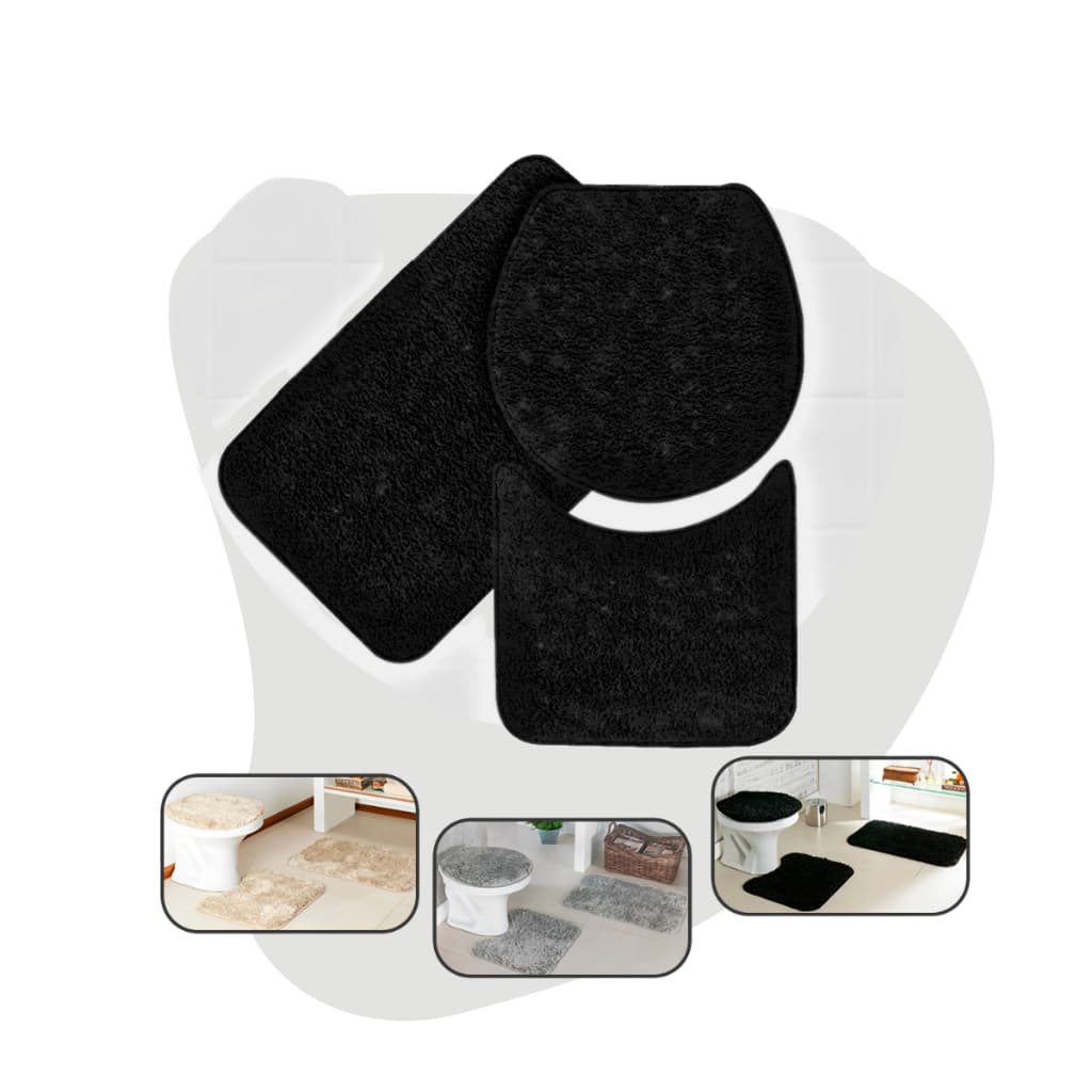 Conjunto Banheiro 3 Peças Tapete Jogo Banheiro Varias Cores Oferta!