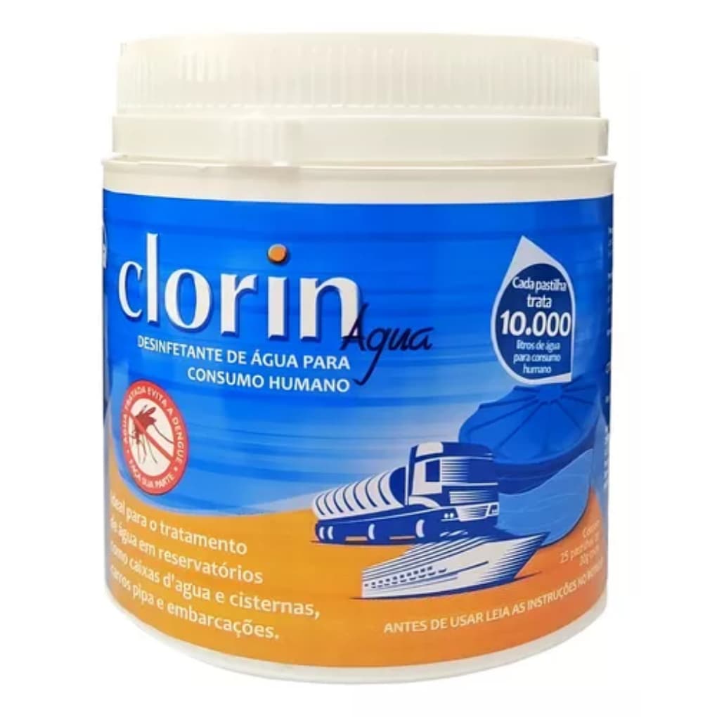 Cloro Clorin Para 10.000 L D'água 1 Pastilha Cor Branco