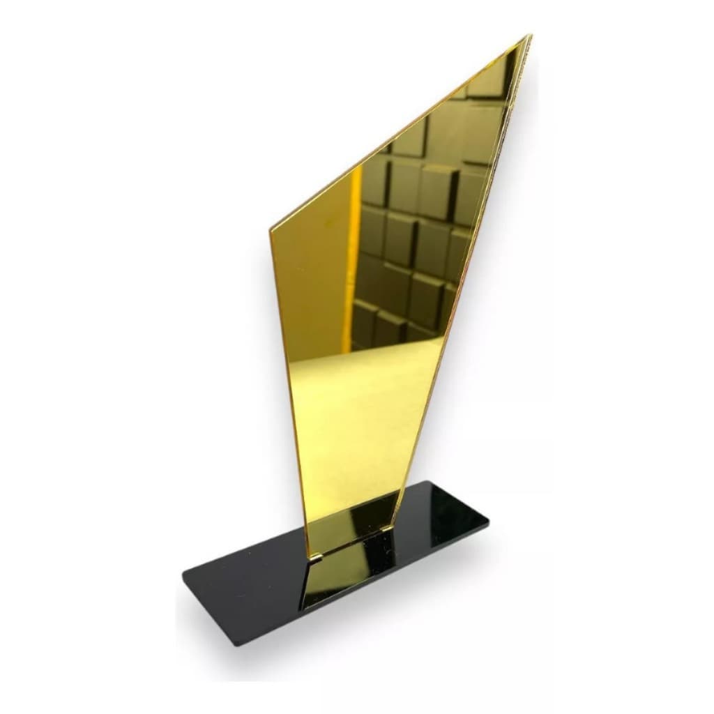 Troféus Acrílico Espelhado Dourado 10x18cm Base Preta