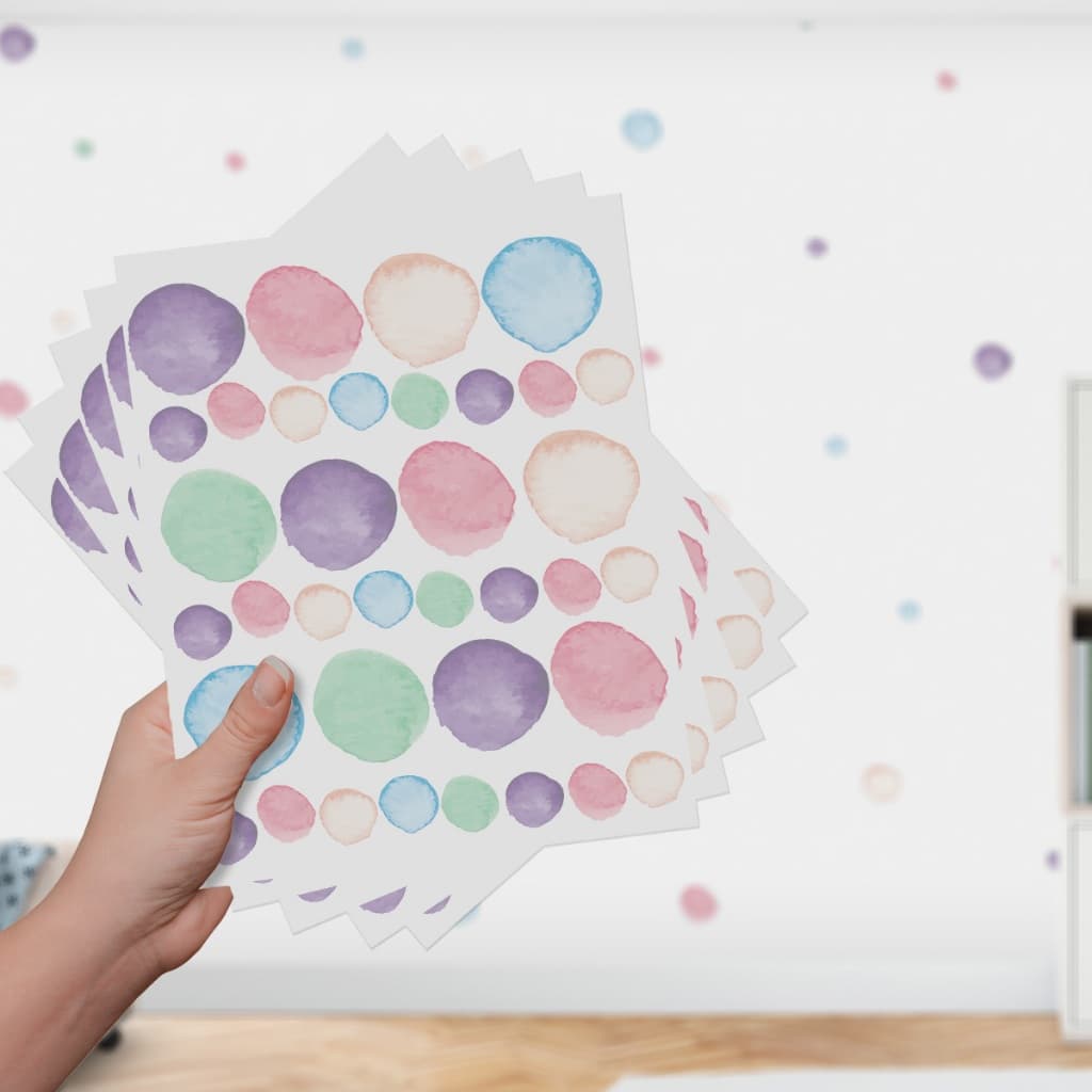 Adesivo Decorativo De Parede Bolinhas Coloridas Aquarela Quarto Infantil
