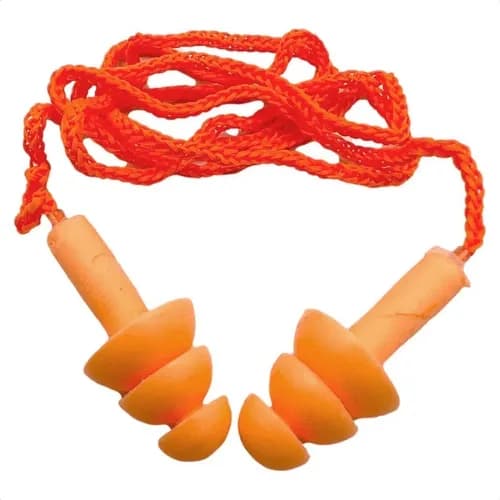 100prs Protetor Auricular Silicone Com Cordão 3 Flanges 14db