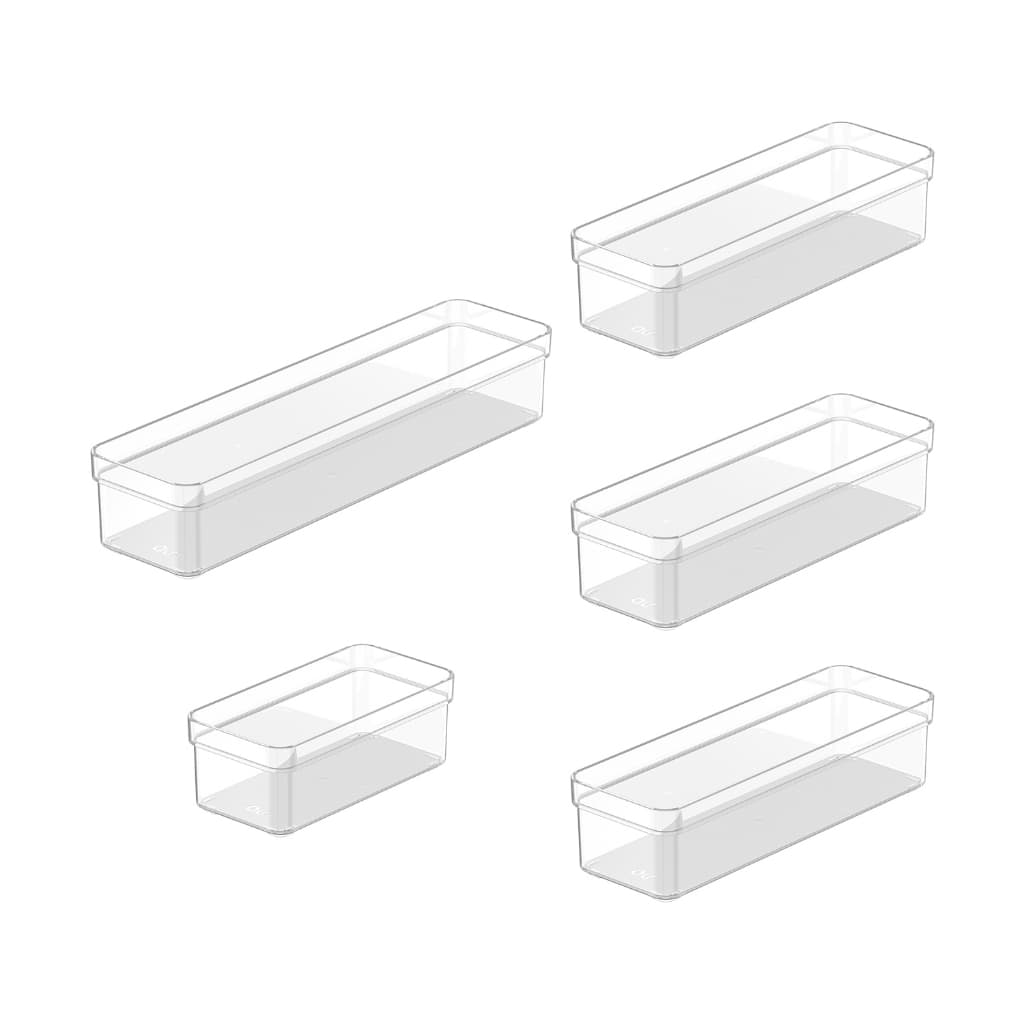 Conjunto 5 Organizadores Transparentes Empilháveis Modulares Gaveta Casa Ou Clear