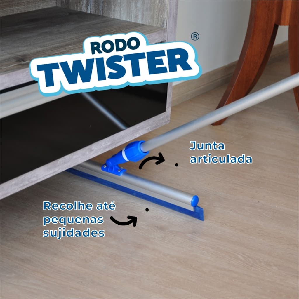 Rodo Articulado RodoTwister Bralimpia Com Cabo Mágico Silicone Rodo Profissional Vassoura