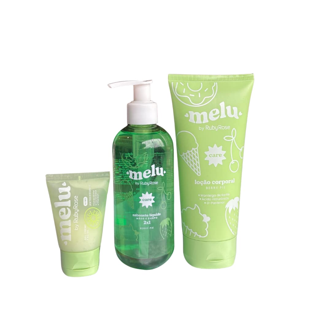 Kit Sabonete Mãos e Corpo+ Loção Corporal+ Gel Creme Facial - Melu