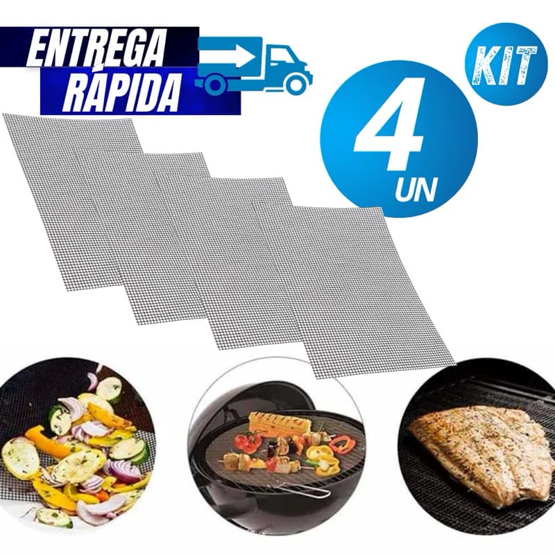 Kit 04/02  Tela para Churrasco Antiaderente Para Forno e Churrascaria Linha Premium Qualidade Garantida