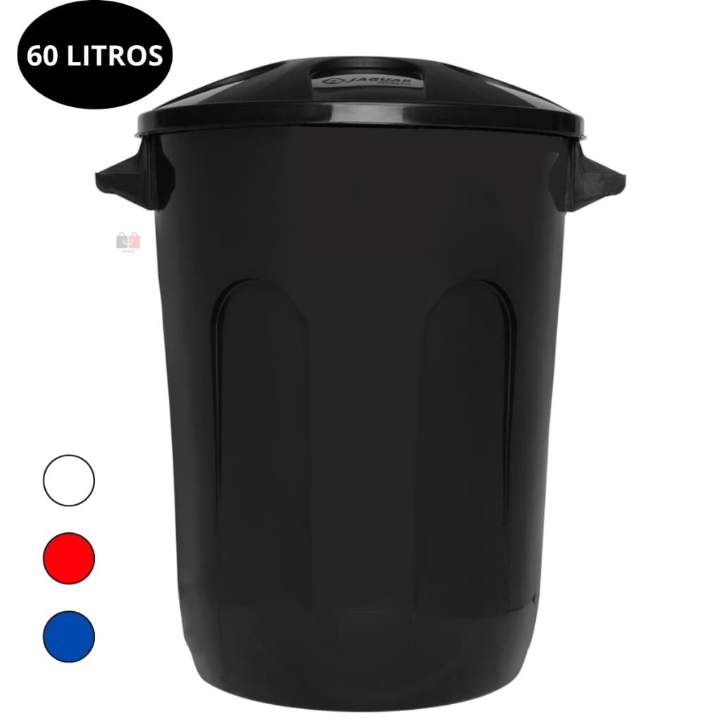 Cesto Lixo Lixeira 60L Reforçado C/ Tampa E Alça Multiuso Cozinha Banheiro Lavanderia Jaguar
