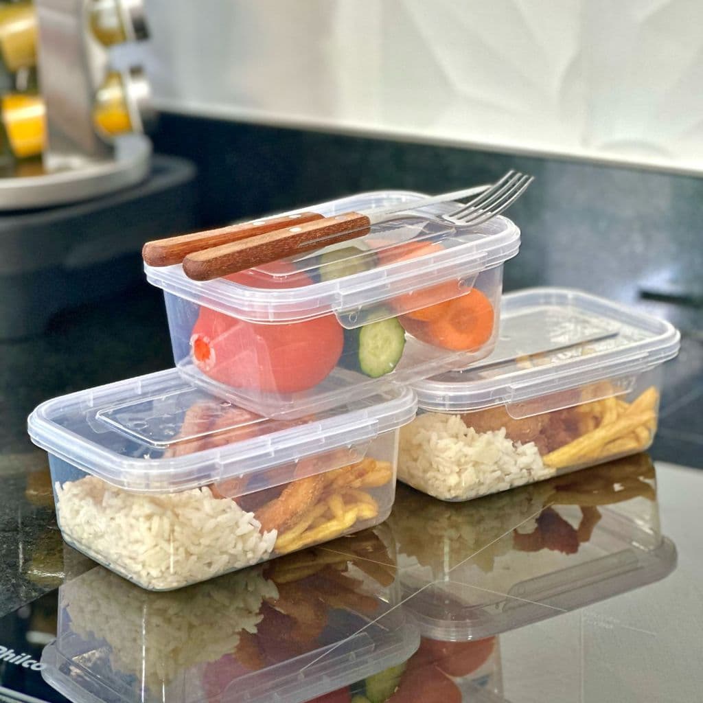 kit 12 potes marmita 800ml de Travas Laterais BPA FREE Alimentos Fitness Organizadores de congelador