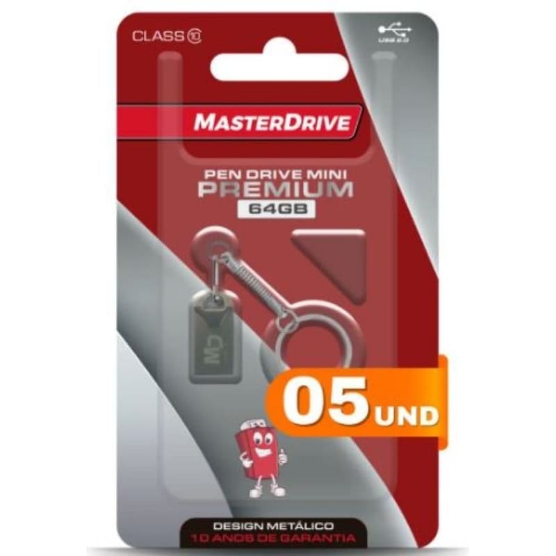 Kit 05 Pen Drive 64gb Masterdrive Chaveiro - Preço De Atacado - Master Drive - modelo fit - alta velocidade