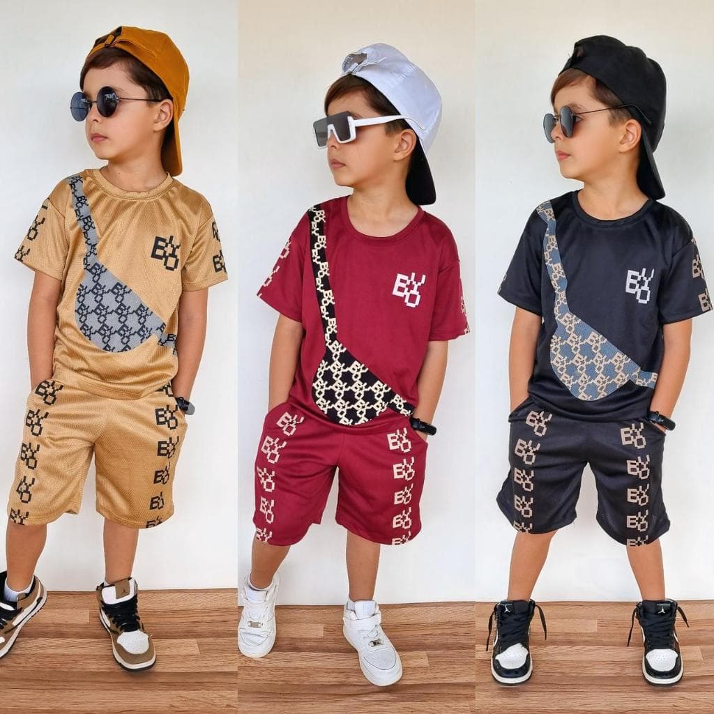Conjunto Infantil Juvenil Menino Estiloso Blogueirinho De Dry Fit Tecido Respirável do 4 ao 12 anos