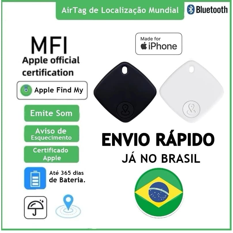 Rastreador GPS Smart Air Tag Compativel para Iphone Localizador Mala Pet Carro Moto Apple IOS