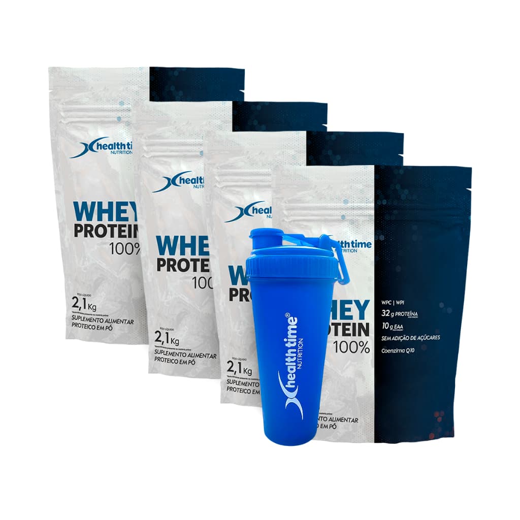 Whey Protein 100% 8,4kg Healthtime (4 Refis) +  Coqueteleira