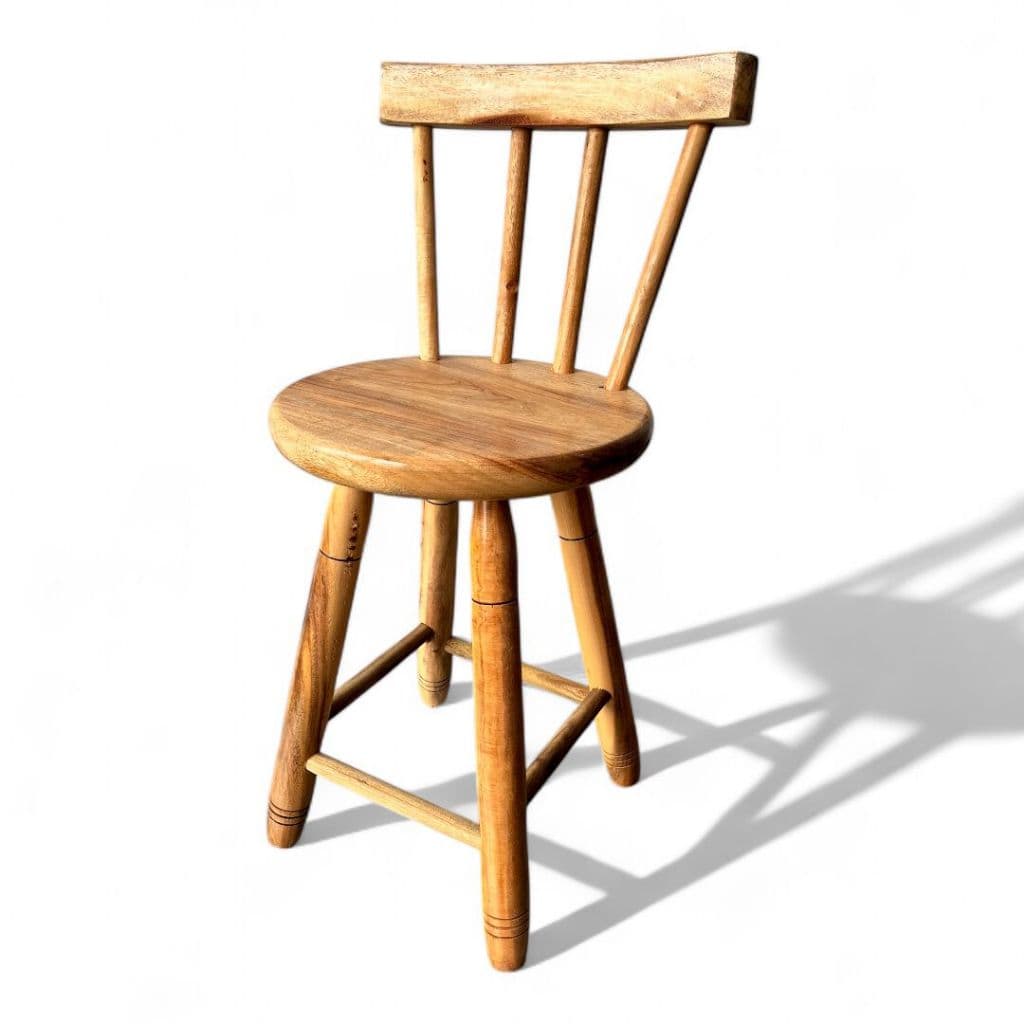 Banqueta Com encosto Madeira Maciça 50cm Alt Tamborete Banco Médio Banquinho