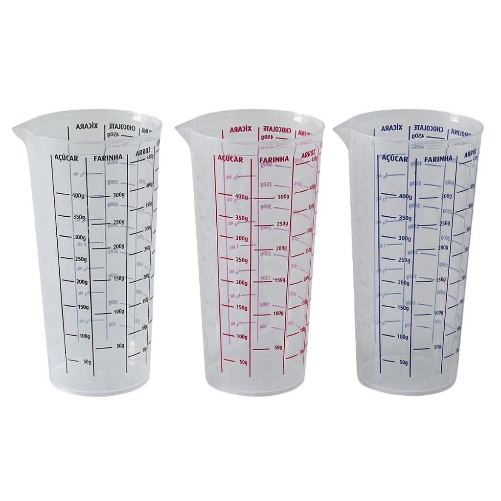 Conjunto Com 3 Copos Medidores Para Cozinha Medidor de Açúcar Farinha Arroz Grãos