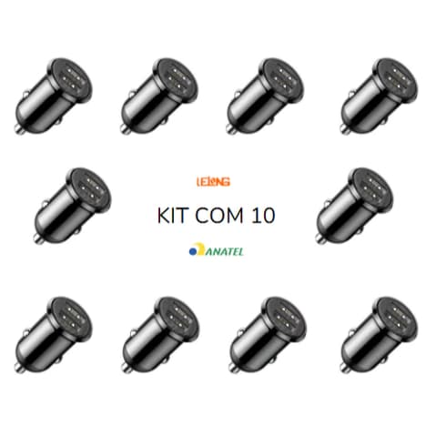 KIT 10 fonte veicular carregador 3,4A 15W LELONG LE-533