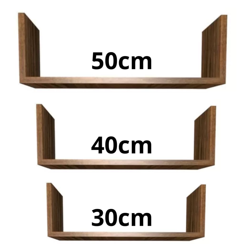 Kit 3 Nichos 50/40/30cm Plateleira de Parede MDF Cor Imbúia
