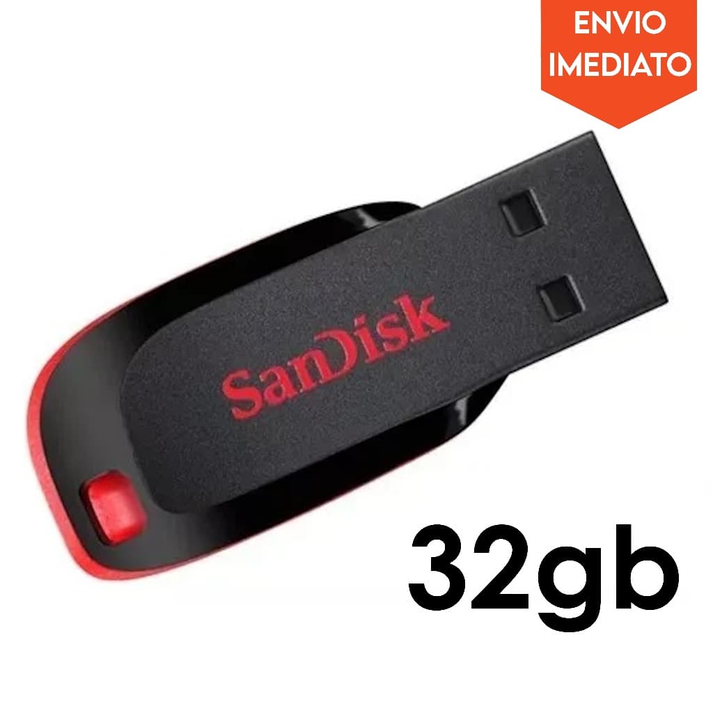 Pen Drive 32GB Sandisk Original USB 2.0 Cruzer Blade - SDCZ50-032G-B35