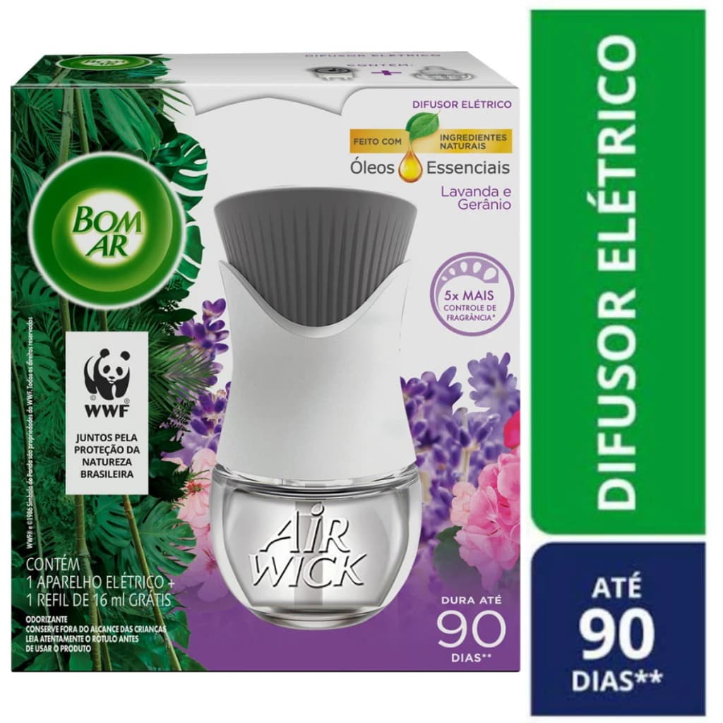 Bom Ar Difusor Elétrico Aparelho + Refil - Fragrância à Sua Escolha