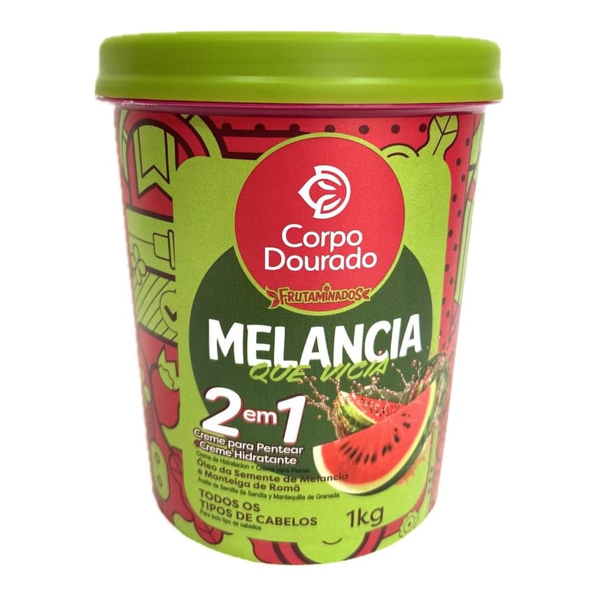 Creme de Pentear e Creme Hidratante Corpo Dourado Melancia Que Vicia 2 em 1 - 1kg