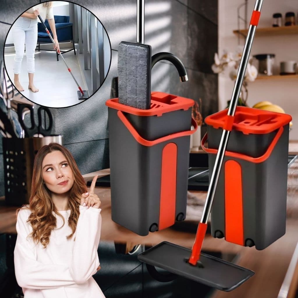 Flat Mop Rodo Lava e Seca com Balde + Refil - Solução Completa para Limpeza Rápida