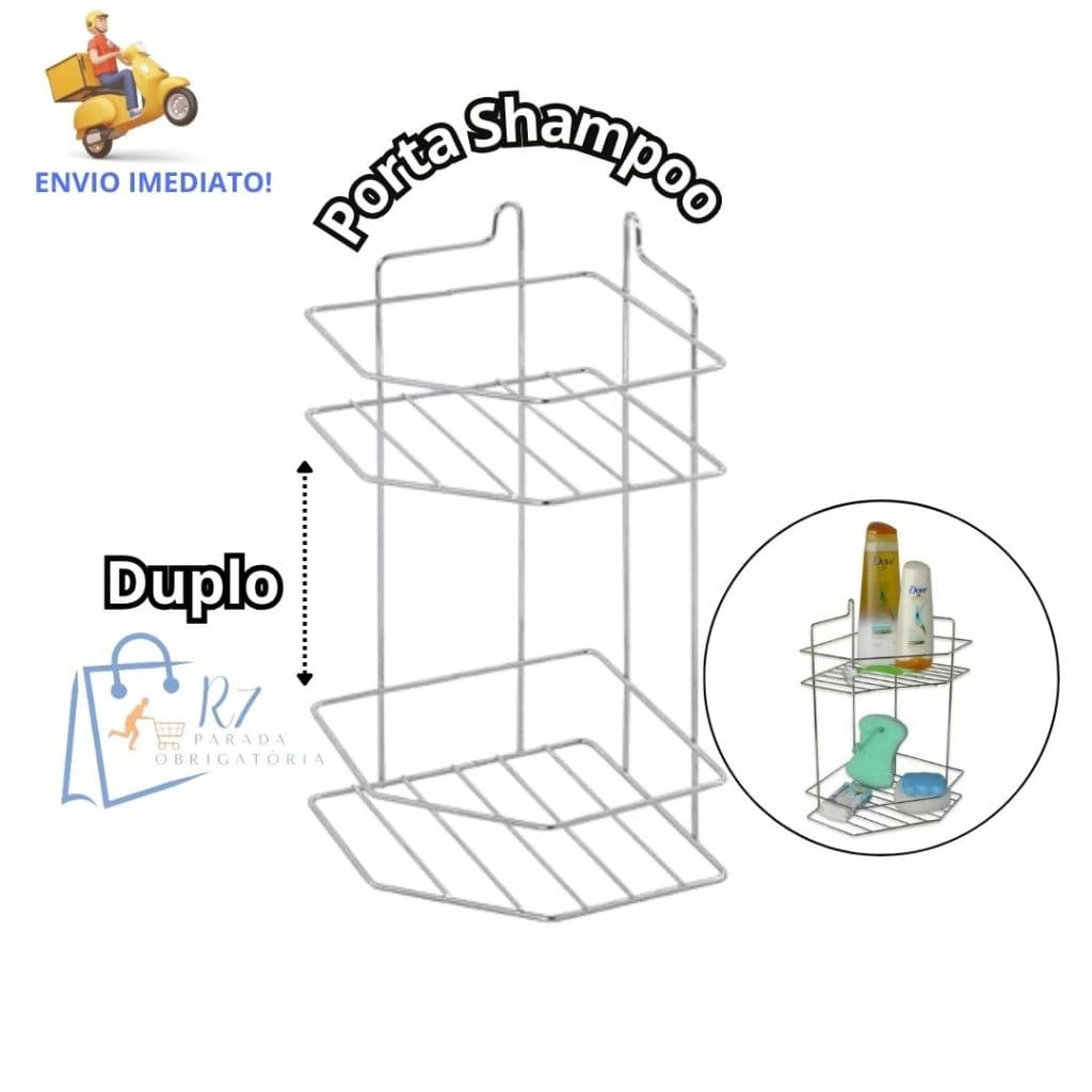 Suporte Para Banheiro Duplo Porta Shampoo Prateleira Para Banheiro Duplo De Canto