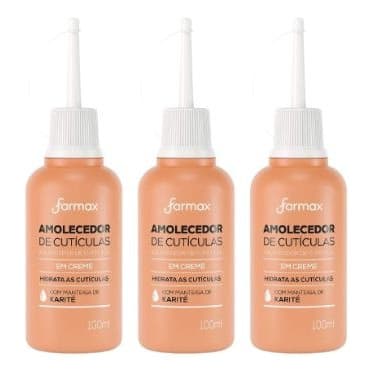 Kit C/3 Amolecedor De Cutícula Hidrata Farmax Em Creme 100ml