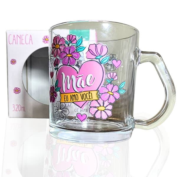 Caneca de Vidro dia das Maes personalizada frases xicara café cozinha presente
