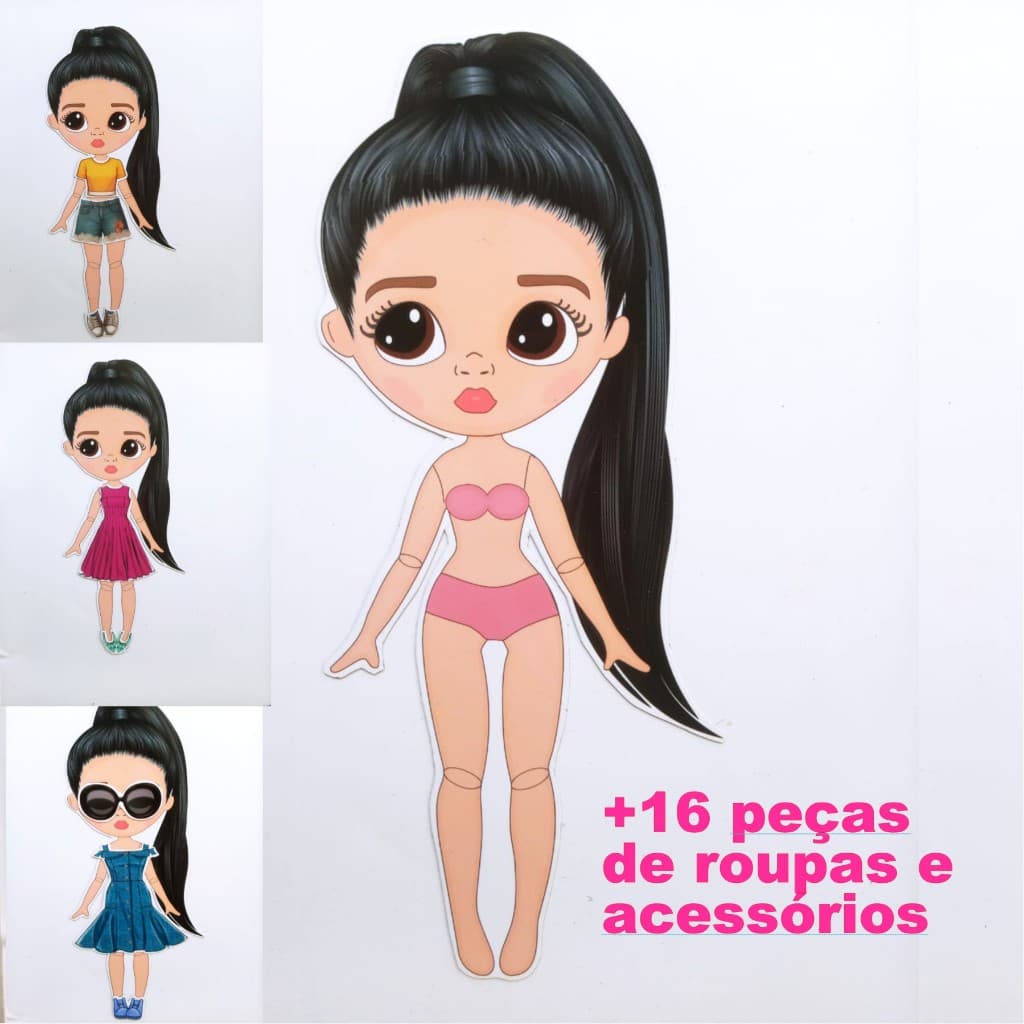 Boneca Magnética de vestir cabelo longo, boneca de imâ