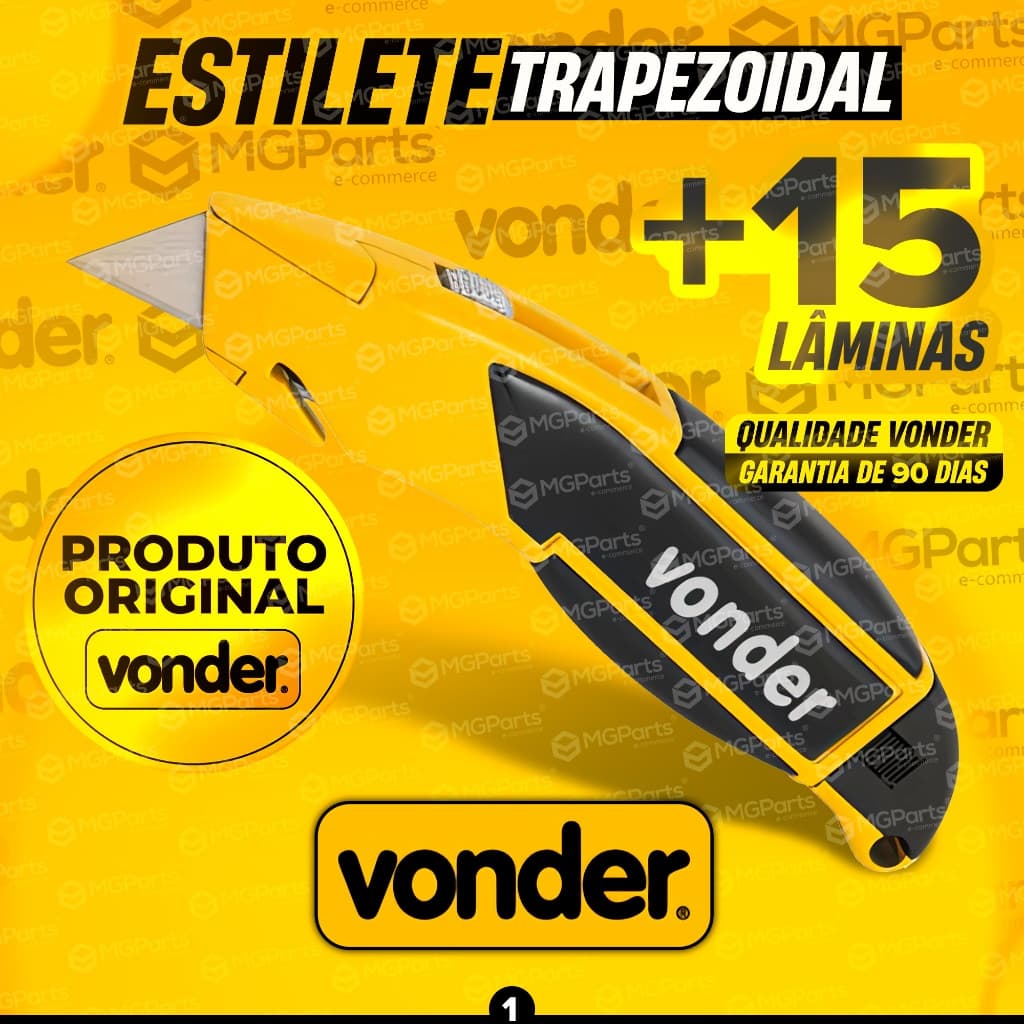 Kit Estilete Trapezoidal Alumínio + Lâminas Brinde Vonder Profissional ET 700 Segurança Original