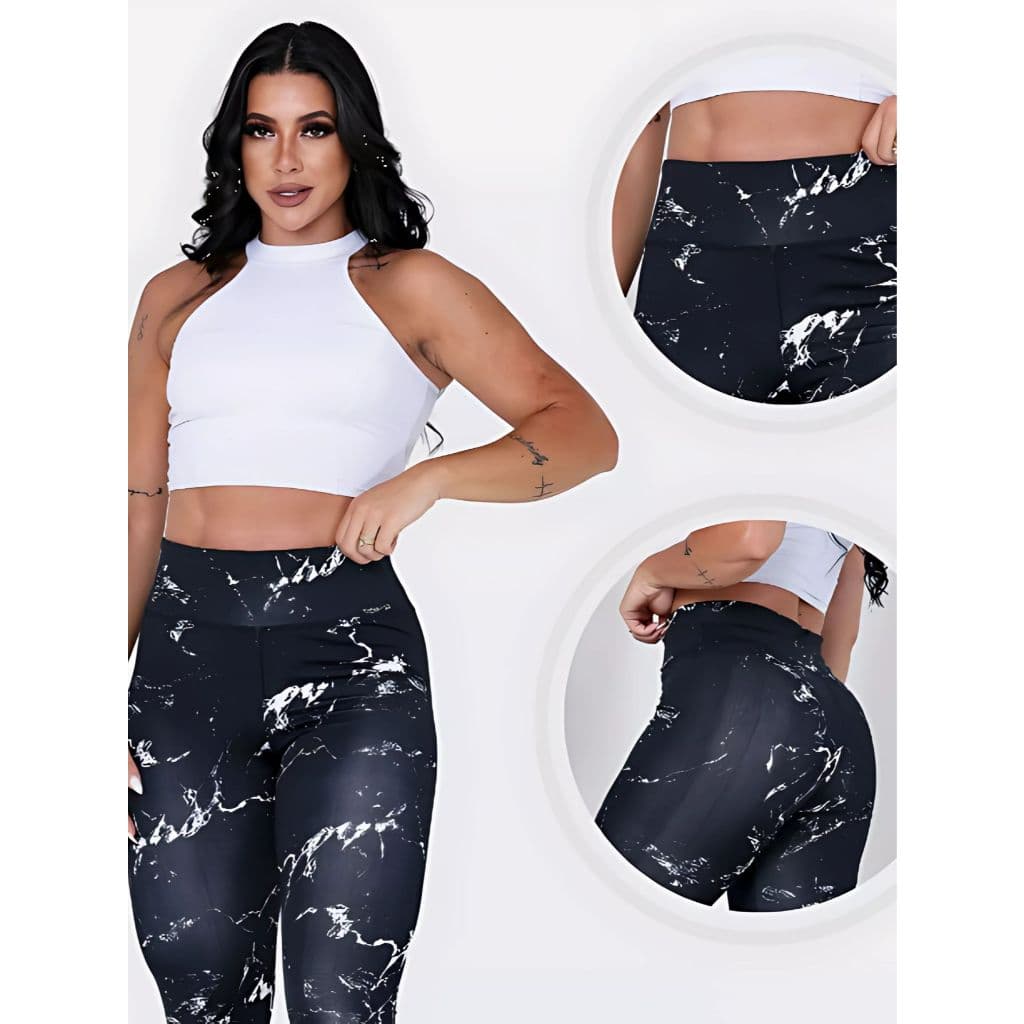 Calça Legging Feminina Marmorizada Fitness Academia– Conforto e Estilo para Seus Treinos!