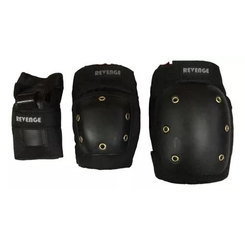 Kit Proteção Revenge 3x1 Joelheira Cotoveleira Wrist Protetor Punho Skate Patins