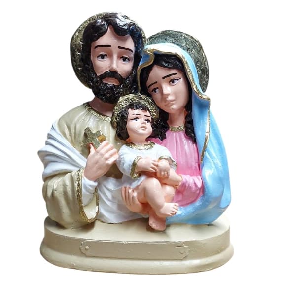 Familia Santa Sagrada Enfeite Religioso Decoração Em Gesso Imagem Sa02 Rosa