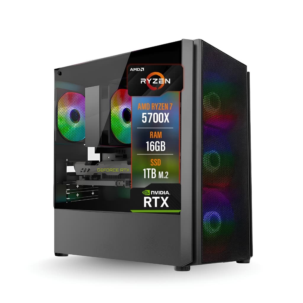 PC Gamer LUDIC by BluePC - AMD Ryzen 7 5700X, RTX 3050 8GB, 16GB RAM, SSD 1TB, 600W - PGBP -1018LUD