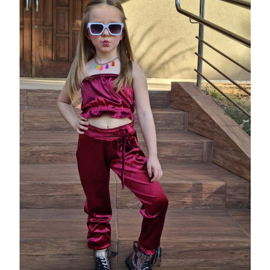 CONJUNTO INFANTIL  MENINA VELUDO MINI DIVA BLOGUERINHA OUTONO
