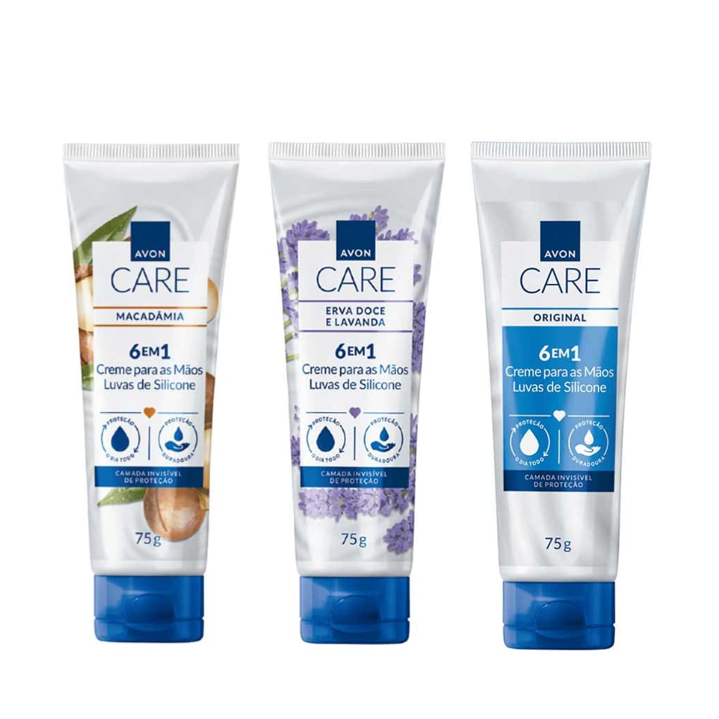 Kit 2 Cremes Luvas de Silicone Para As Mãos 75g - Erva Doce e Lavanda / Macadâmia / Tradicional