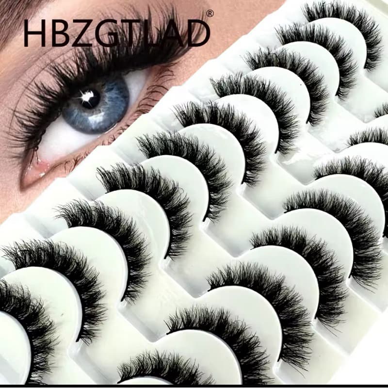 Cartela de Cílios 5D 6D 10 Pares Volumosos Cerdas Naturais Feito a Mão Mink