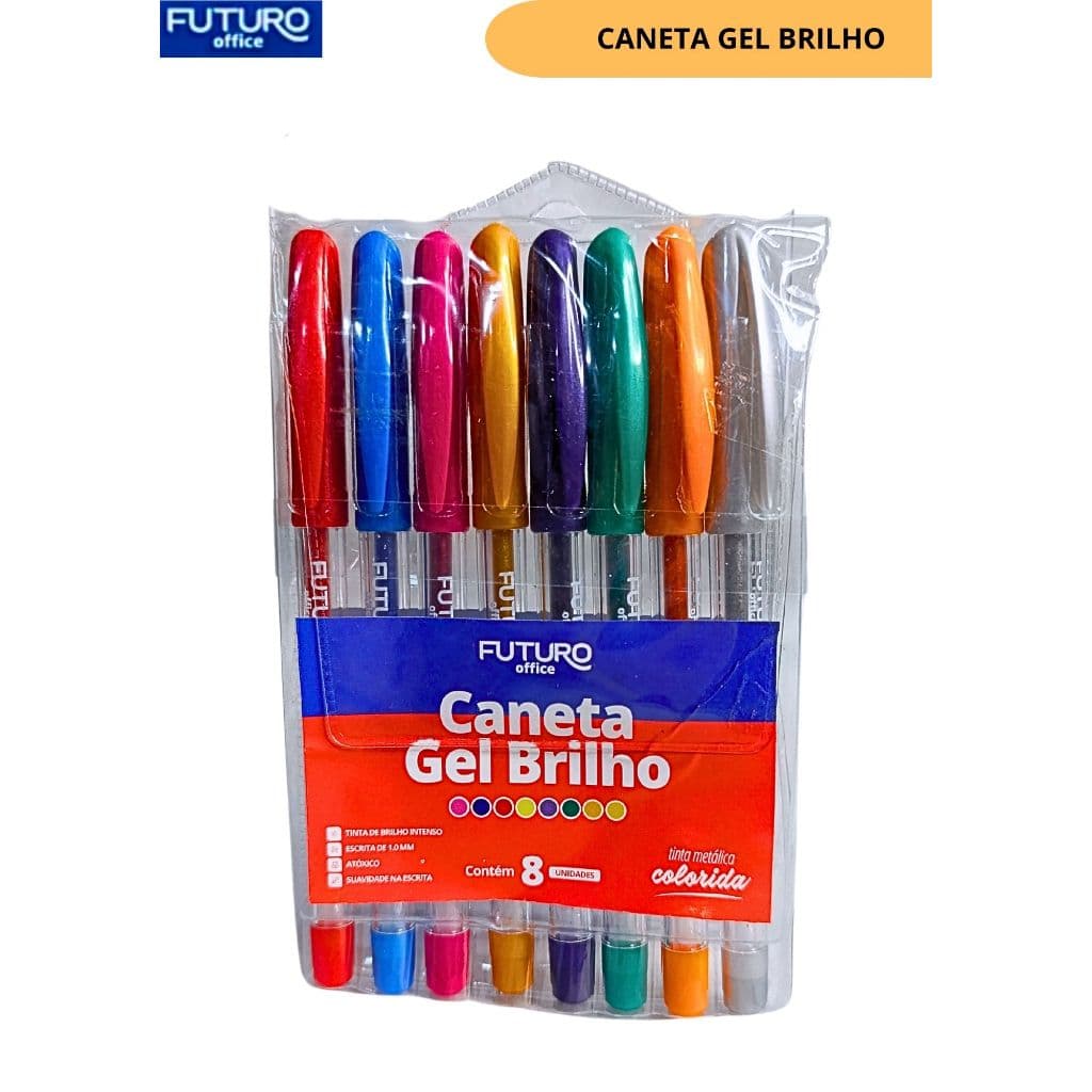CANETA GEL/ CANETA GEL BRILHO 1.0mm 8 CORES- FUTURO OFFICE