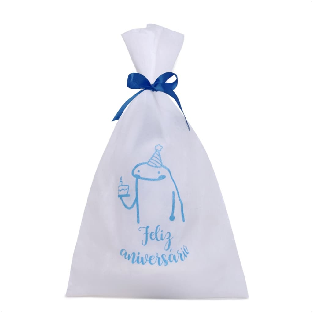 Kit 5 20 Sacolas Surpresa FLORK Personalizada Aniverário Tecido tnt mais fita inclusa
