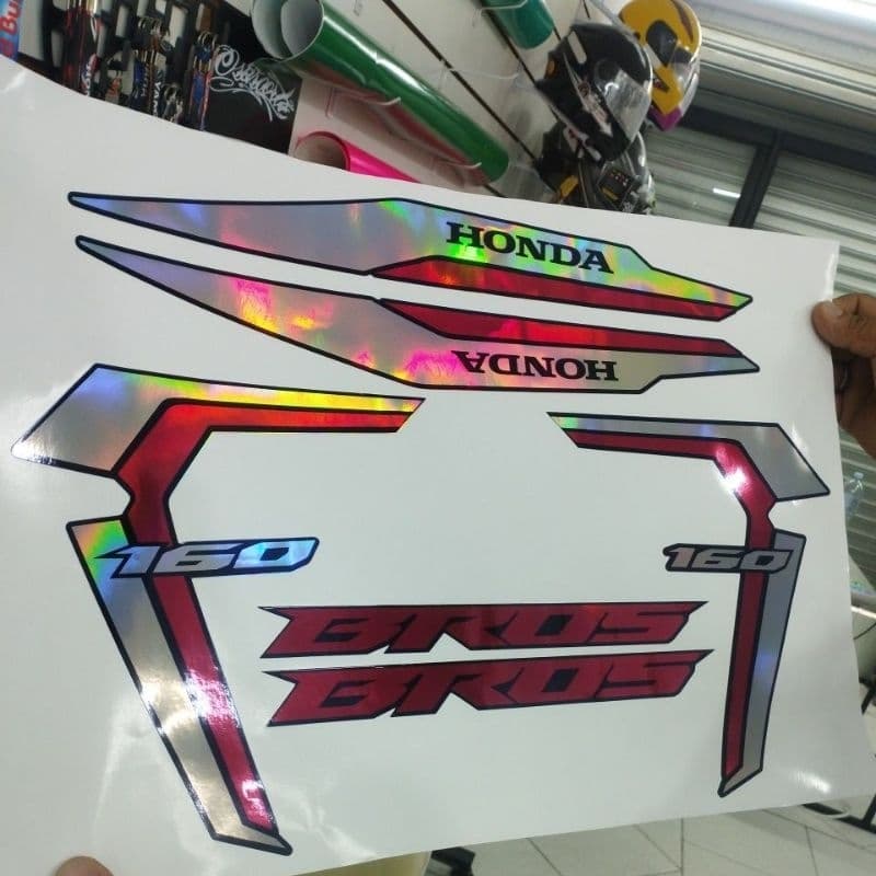 Kit Adesivos Honda Nxr Bros 160 2022/24 Moto detalhe holografico e cores vermelho , azul, rosa