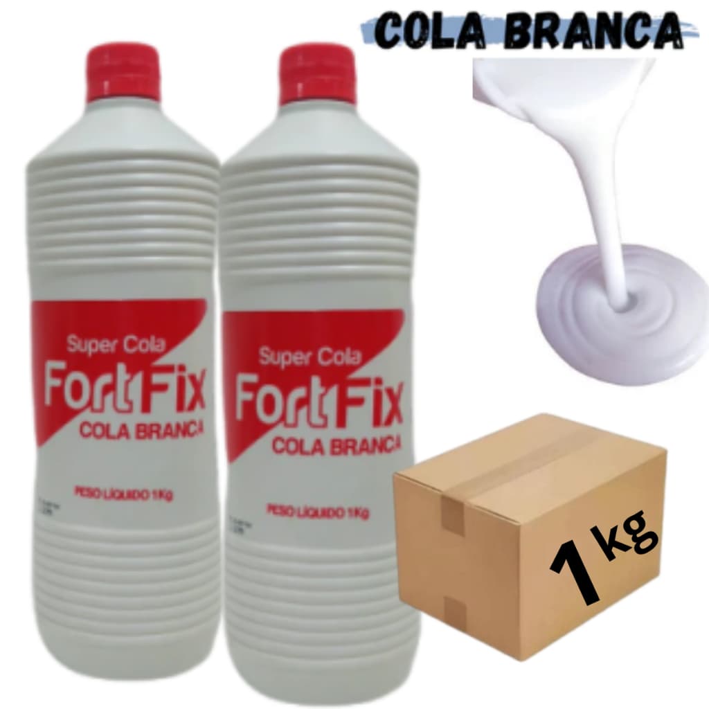 Cola Branca Liquida  FortFix 500g - 1kg - Cola Papel, Madeira, Tecido, Couro, Escolar etc Artesanato
