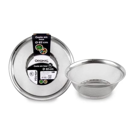 Cesto em Inox Escorredor Multiuso 22cm Cozinha Escorredor de Macarrão Legumes Arroz Fruteira