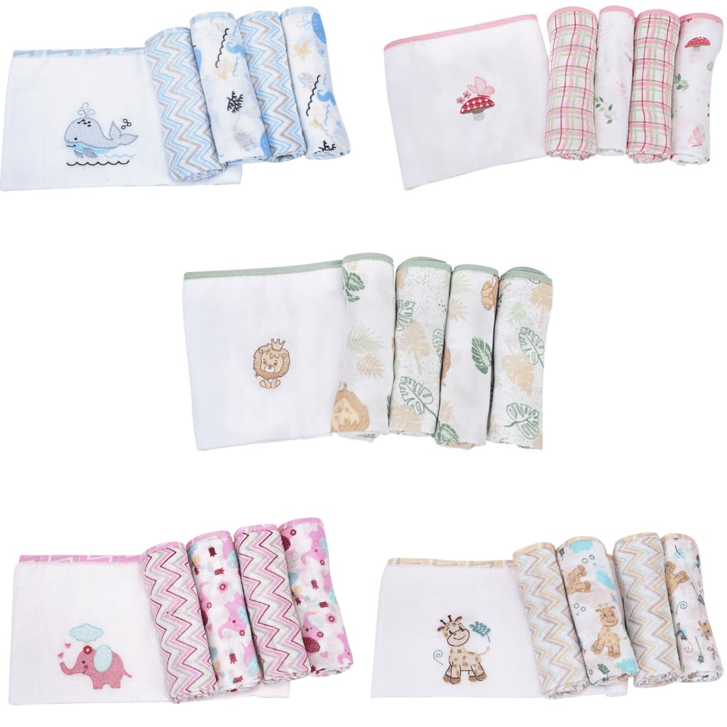 Fralda de Ombro Bordada Dupla com Bainha 70 X 68cm Kit 5 Unidades Minasrey DENGO