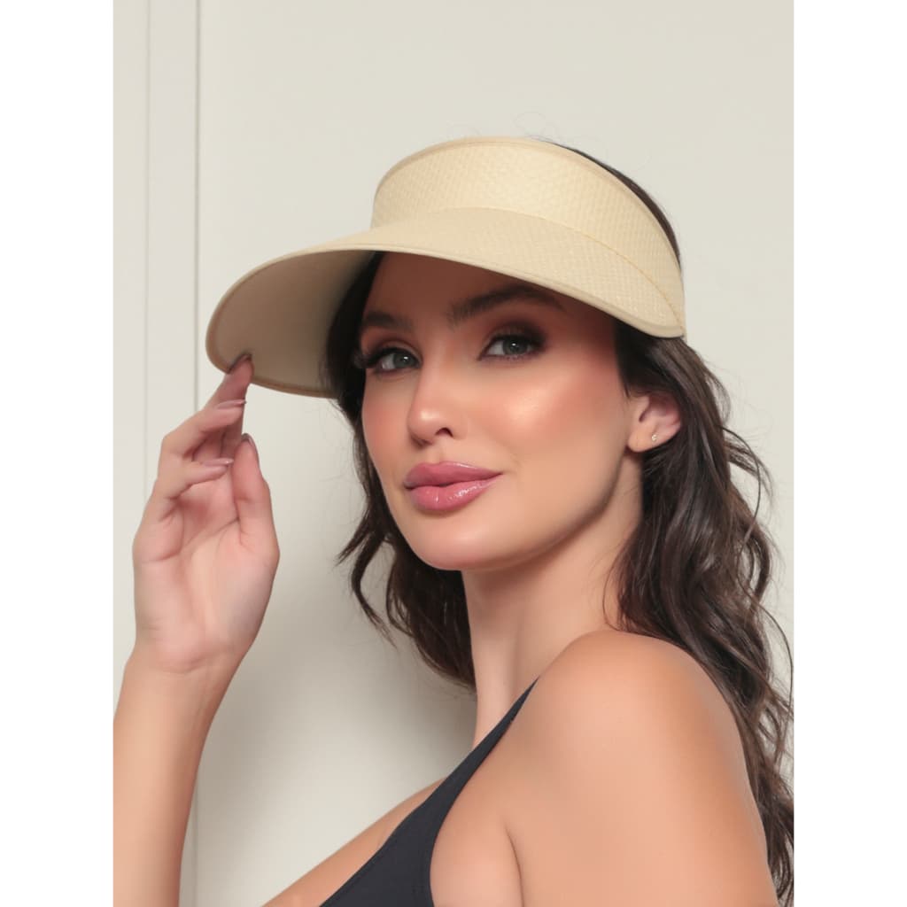 Viseira Feminina Chapéu de Palha Tapa Sol Moda Praia