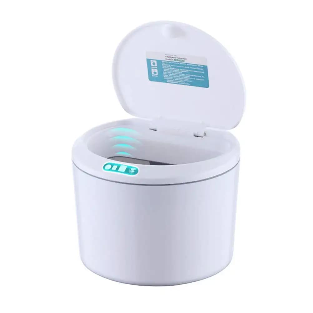 Lixeira Automática Usb Branco 3 Litros Inteligente com Sensor Para Banheiro Cozinha Sala Escritório