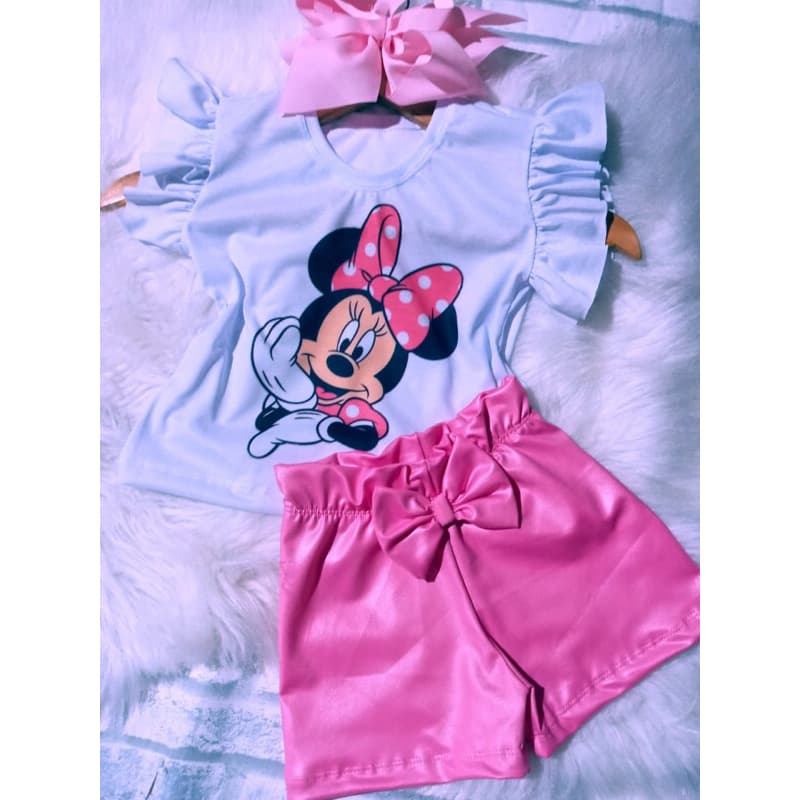 Conjunto Blusa Personalizada + short ROSA com Lacinho