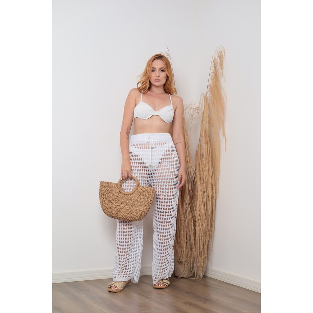 Calça Saída de Praia Tricot Crochê  Moda Praia e Piscina