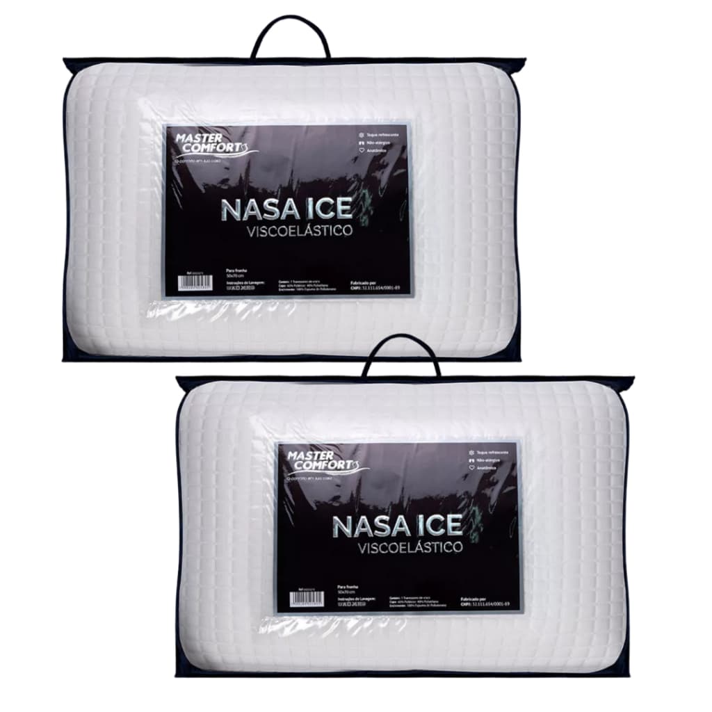KIT COM 02 TRAVESSEIRO NASA ICE LUXO VISCOELASTICO FIRME MEDIO